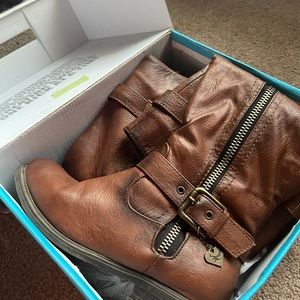 Brown leather boots
